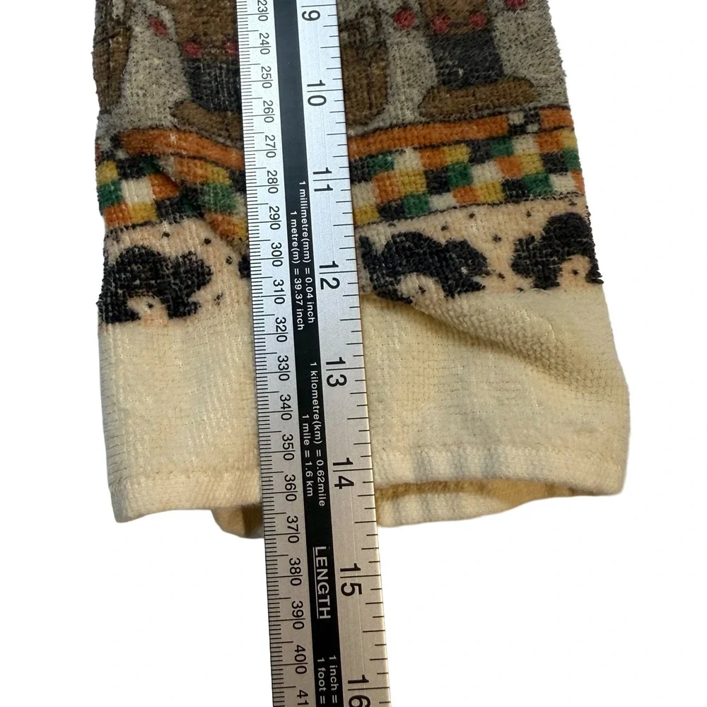 Halloween Fall Hanging Kitchen Towel Quilted Checker Tie Top Witch Pumpkin VTG
